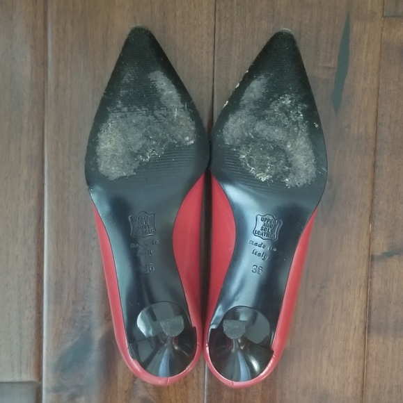 FABIO RUSCONI Red Leather Pointy Toe Pump - Size 5 - Picture 3 of 11